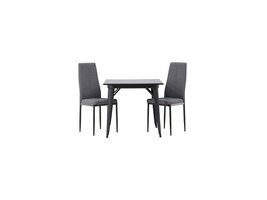 ebuy24 Tempe eethoek tafel zwart en 2 Petra stoelen grijs.