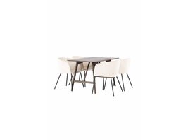 ebuy24 Kaseidon eethoek tafel bruin en 4 berit stoelen beige.