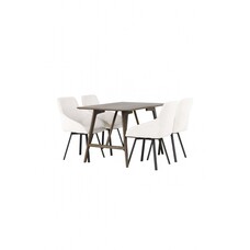 ebuy24 Kaseidon eethoek tafel bruin en 4 Rosie stoelen beige.