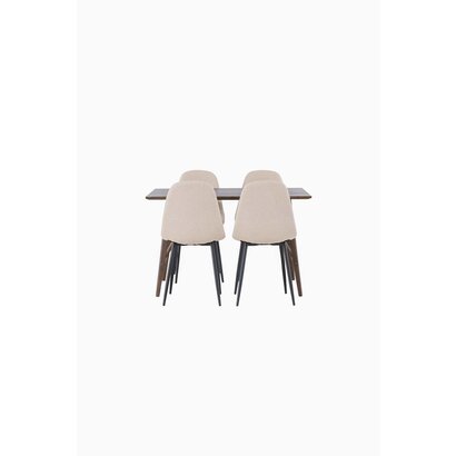 ebuy24 Kaseidon eethoek tafel bruin en 4 Polar stoelen beige.