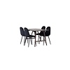 ebuy24 Kaseidon eethoek tafel bruin en 4 Polar stoelen zwart.