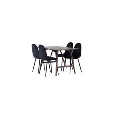 ebuy24 Kaseidon eethoek tafel bruin en 4 Polar stoelen zwart.