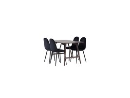 ebuy24 Kaseidon eethoek tafel bruin en 4 Polar stoelen zwart.