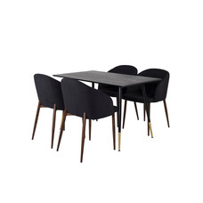 ebuy24 Dipp120x85BLBR eethoek eetkamertafel zwart en 4 Arch eetkamerstal zwart.