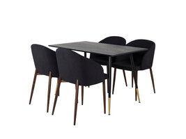 ebuy24 Dipp120x85BLBR eethoek eetkamertafel zwart en 4 Arch eetkamerstal zwart.