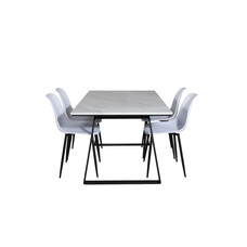 ebuy24 Estelle eethoek eetkamertafel marmer wit en 4 Polar eetkamerstal wit.