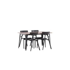 ebuy24 Tempe eethoek tafel okkernoot decor en 4 Ursholmen stoelen zwart.