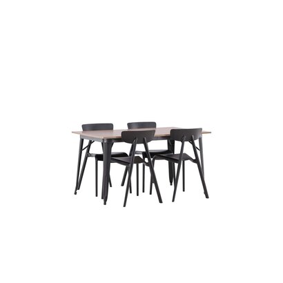 ebuy24 Tempe eethoek tafel okkernoot decor en 4 Ursholmen stoelen zwart.