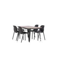 ebuy24 Tempe eethoek tafel okkernoot decor en 4 baltimore stoelen zwart.