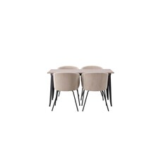 ebuy24 Tempe eethoek tafel okkernoot decor en 4 berit stoelen beige.