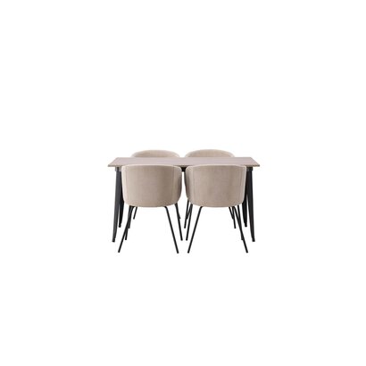 ebuy24 Tempe eethoek tafel okkernoot decor en 4 berit stoelen beige.
