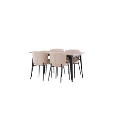 ebuy24 Tempe eethoek tafel okkernoot decor en 4 Modesto stoelen beige.