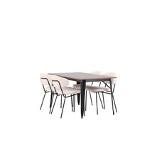 ebuy24 Tempe eethoek tafel okkernoot decor en 4 Chico stoelen wit.