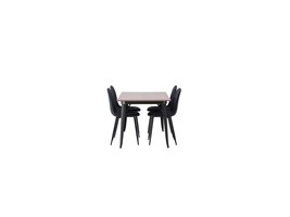 ebuy24 Tempe eethoek tafel okkernoot decor en 4 Polar stoelen zwart.