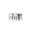 ebuy24 Tempe eethoek tafel okkernoot decor en 4 Polar stoelen beige.
