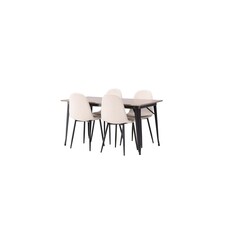 ebuy24 Tempe eethoek tafel okkernoot decor en 4 Polar stoelen beige.