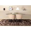 ebuy24 Pillan eethoek eetkamertafel zwart glas marmer decor en 4 Berit eetkamerstal beige.