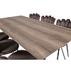 ebuy24 MarinaGRBL eethoek eetkamertafel el hout decor grijs en 6 Limhamn eetkamerstal velours grijs.