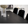 ebuy24 Dipp180x90BLBR eethoek eetkamertafel zwart en 6 Velvet Deluxe eetkamerstal velours zwart, messing decor.