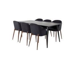 ebuy24 Dipp180x90BLBL eethoek eetkamertafel zwart en 6 Arch eetkamerstal zwart.