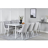 ebuy24 Polar180X90WHWH eethoek eetkamertafel wit en 6 Velvet Deluxe eetkamerstal lichtgrijs, wit.