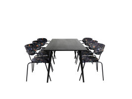 ebuy24 Dipp180x90BLBL eethoek eetkamertafel zwart en 6 Arrow eetkamerstal zwart.