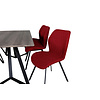 ebuy24 MarinaGRBL eethoek eetkamertafel el hout decor grijs en 6 Gemma eetkamerstal rood.