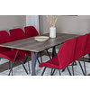 ebuy24 MarinaGRBL eethoek eetkamertafel el hout decor grijs en 6 Gemma eetkamerstal rood.