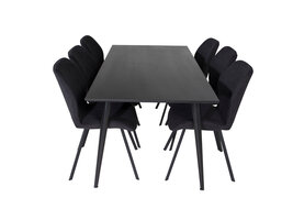 ebuy24 Dipp180x90BLBL eethoek eetkamertafel zwart en 6 Gemma eetkamerstal zwart.