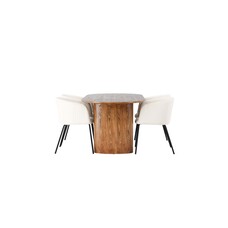 ebuy24 Isolde eethoek tafel naturel en 4 berit stoelen beige.