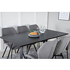ebuy24 MarinaBLBL eethoek eetkamertafel zwart en 6 Gemma eetkamerstal grijs.
