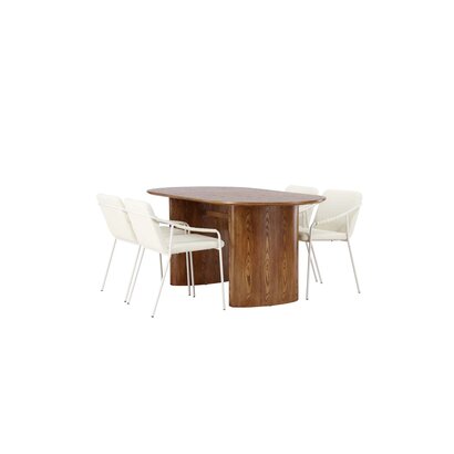 ebuy24 Isolde eethoek tafel naturel en 4 Tvist stoelen beige.