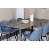ebuy24 MarinaGRBL eethoek eetkamertafel el hout decor grijs en 6 Velvet eetkamerstal blauw.