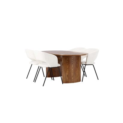 ebuy24 Isolde eethoek tafel naturel en 4 Day stoelen offwhite.