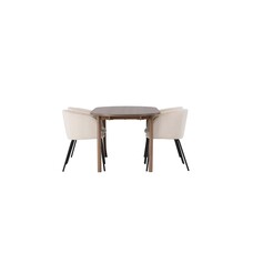 ebuy24 Andy eethoek tafel naturel en 4 berit stoelen beige.