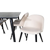 ebuy24 Dipp180x90BLBL eethoek eetkamertafel zwart en 6 Velvet eetkamerstal velours beige, zwart.