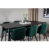 ebuy24 Dipp180x90BLBL eethoek eetkamertafel zwart en 6 Velvet eetkamerstal velours groente, zwart.