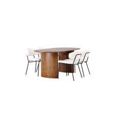 ebuy24 Isolde eethoek tafel naturel en 4 Chico stoelen wit.