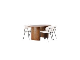 ebuy24 Isolde eethoek tafel naturel en 4 Chico stoelen wit.