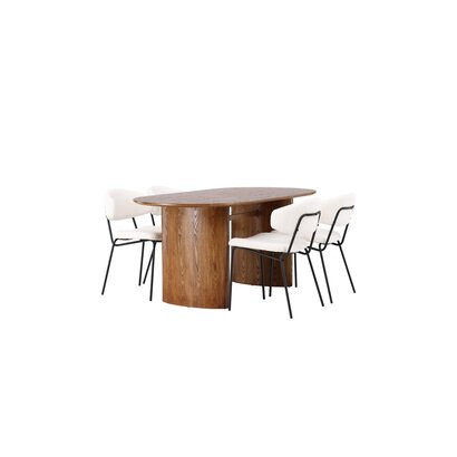 ebuy24 Isolde eethoek tafel naturel en 4 Chico stoelen wit.