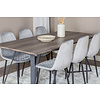 ebuy24 MarinaGRBL eethoek eetkamertafel el hout decor grijs en 6 Polar Diamond eetkamerstal velours grijs.