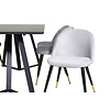 ebuy24 MarinaBLBL eethoek eetkamertafel zwart en 6 Velvet eetkamerstal velours lichtgrijs.