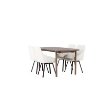 ebuy24 Andy eethoek tafel naturel en 4 Rosie stoelen beige.