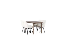 ebuy24 Andy eethoek tafel naturel en 4 Rosie stoelen beige.