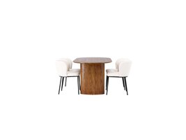 ebuy24 Isolde eethoek tafel naturel en 4 Edina stoelen wit.