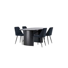 ebuy24 Isolde eethoek tafel zwart en 4 Night stoelen zwart.