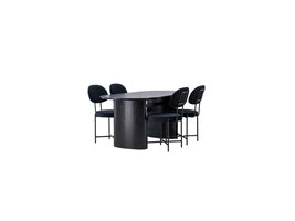 ebuy24 Isolde eethoek tafel zwart en 4 Stella stoelen zwart.