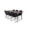 ebuy24 Polar180X90WNWN eethoek eetkamertafel Okkernoot decor en 6 Muce eetkamerstal zwart.