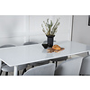 ebuy24 Polar180X90WHWH eethoek eetkamertafel wit en 6 Velvet eetkamerstal fluweel lichtgrijs, zwart.