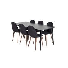 ebuy24 Dipp180x90BLBL eethoek eetkamertafel zwart en 6 Polar eetkamerstal zwart.